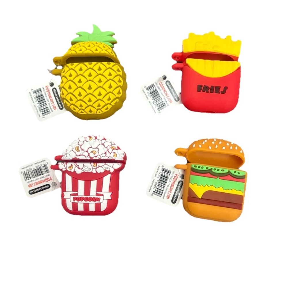 Pod Munchies Silicone Earbud Case Set of 4 – Burger, Fries, Popcorn & Pineapple